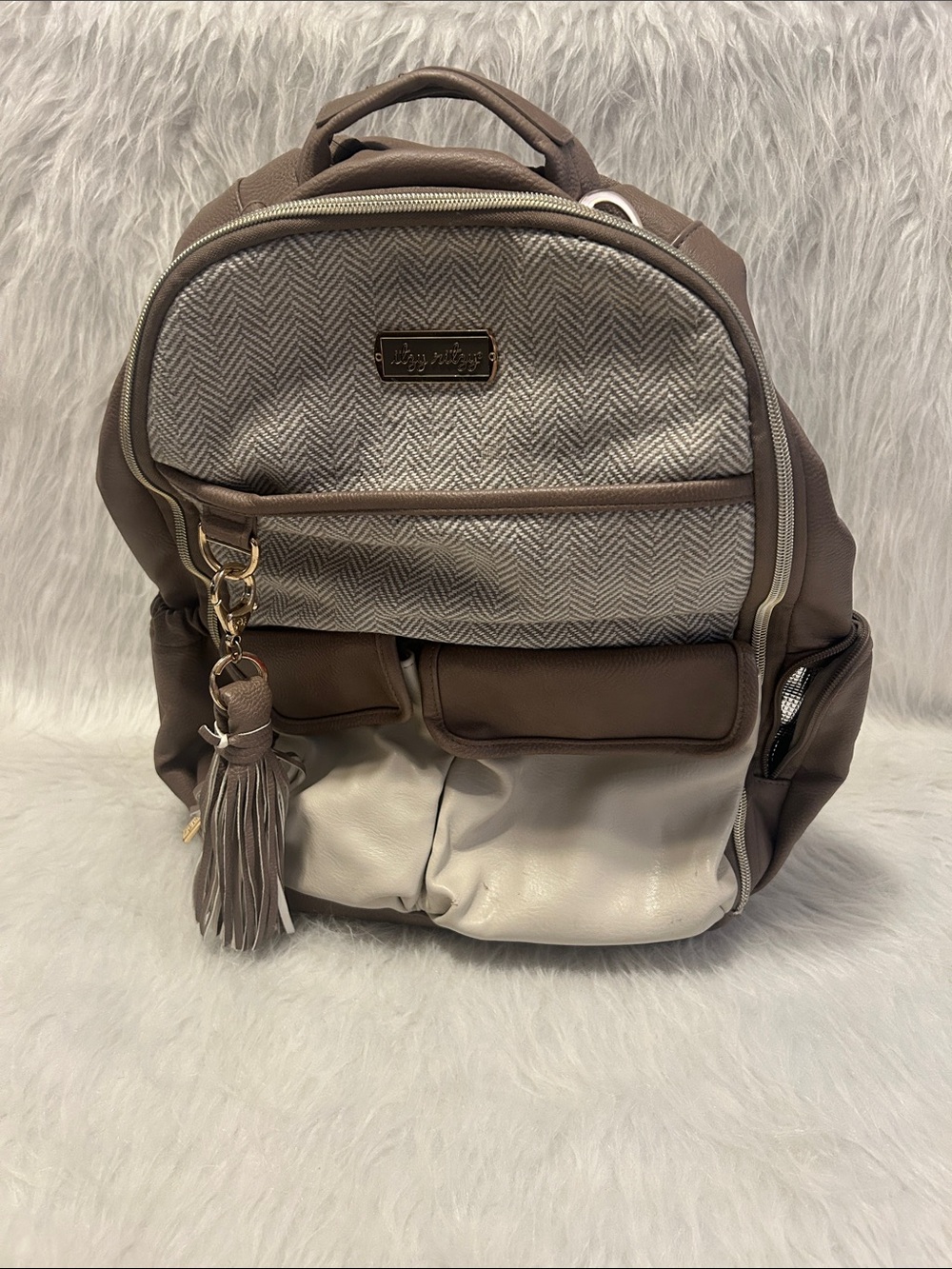 Neutral Taupe & Cream Women's Backpack - Lightweight Everyday Bag
